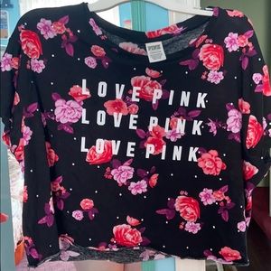 PINK VS Floral crop tee